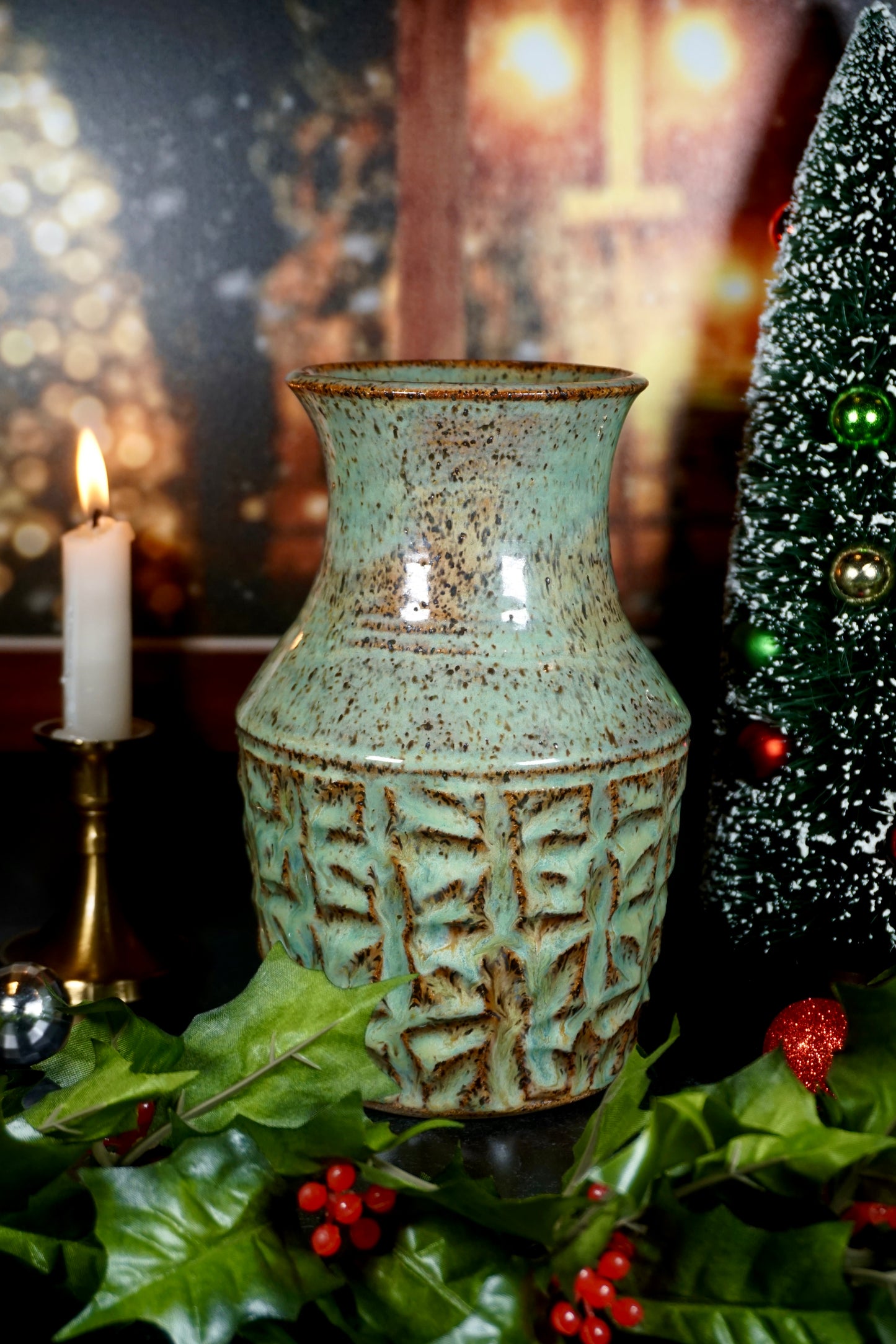 Warm Jade Vase 7.3” tall