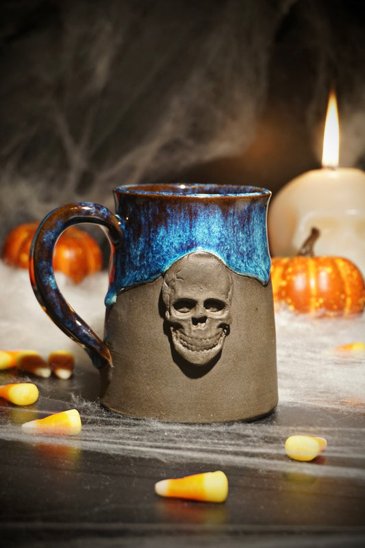 Electric Blue Skull Head 10oz