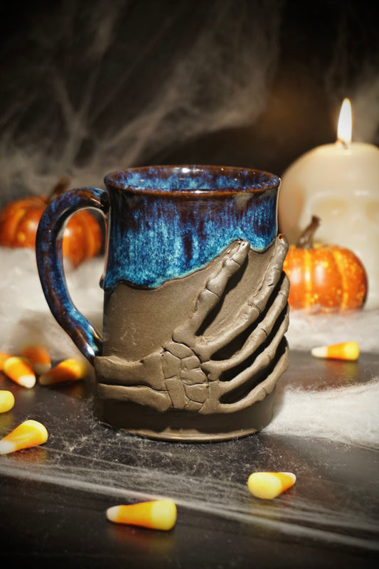 Electric Blue Skeleton Hand 13oz